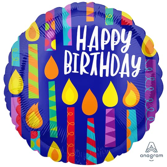 28" Multicolor Happy Birthday Candles Foil Balloon